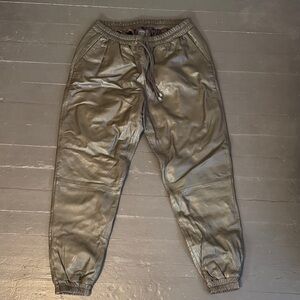 Muubaa Women's Leather Joggers in Brown